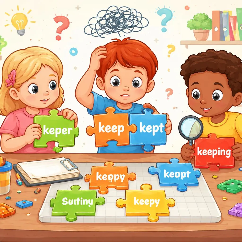 Pourquoi les enfants confondent-ils keep, keeper, keeping et kept et comment y remédier ?