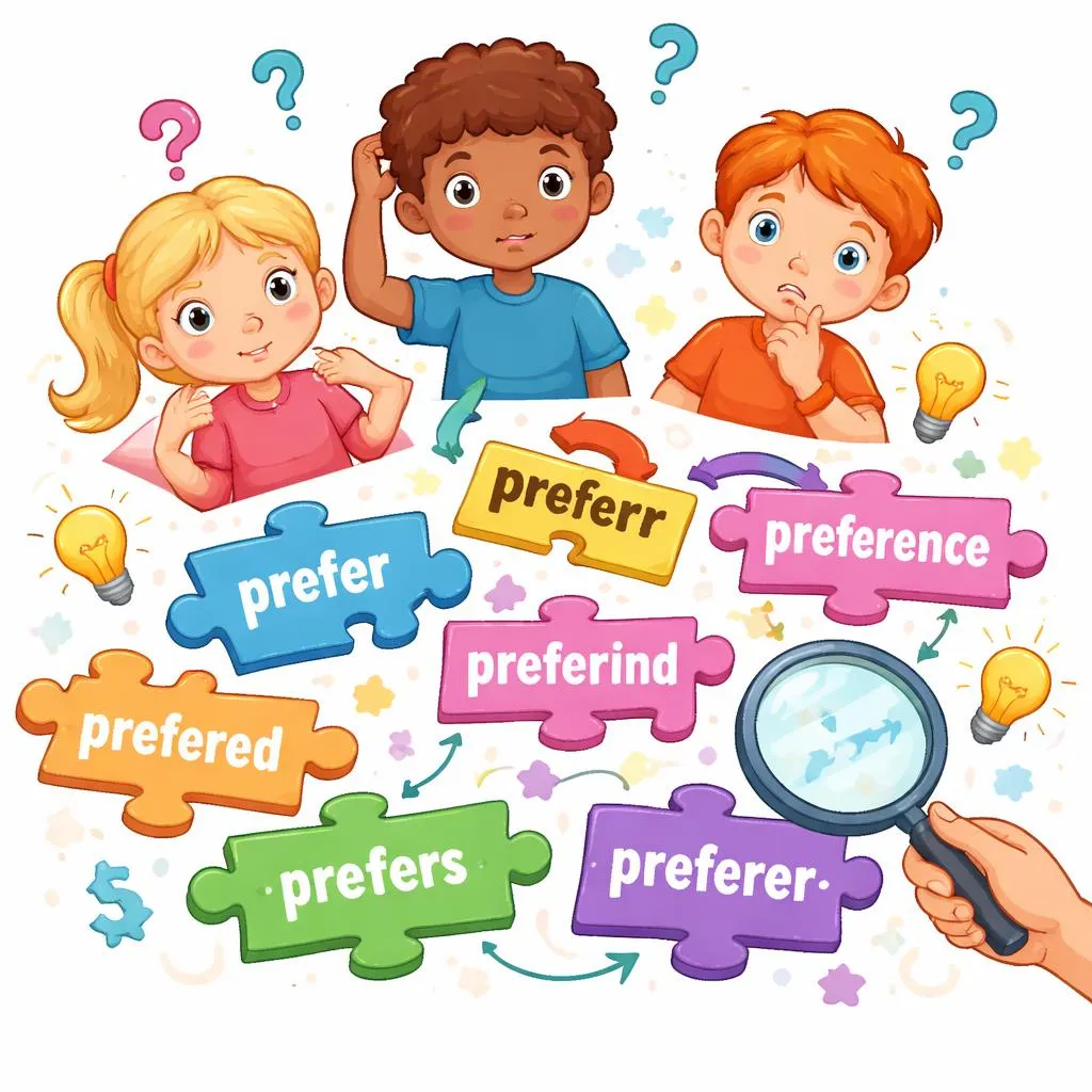 為什麼孩子會混淆 prefer、preference、preferring、preferred、prefers 和 preferer，以及如何解決？