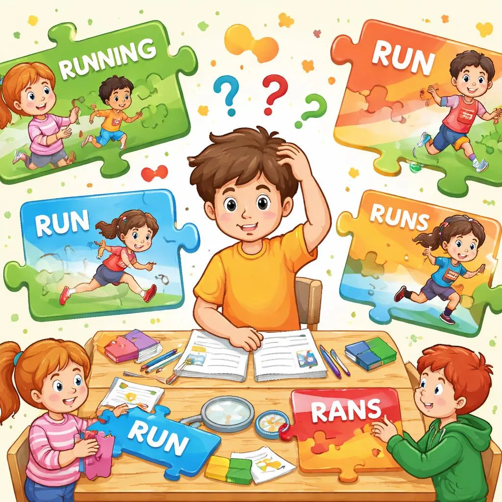 لماذا يخلط الأطفال بين 'run' و 'running' و 'ran' و 'run' و 'runs' و 'runner' وكيفية إصلاح ذلك؟