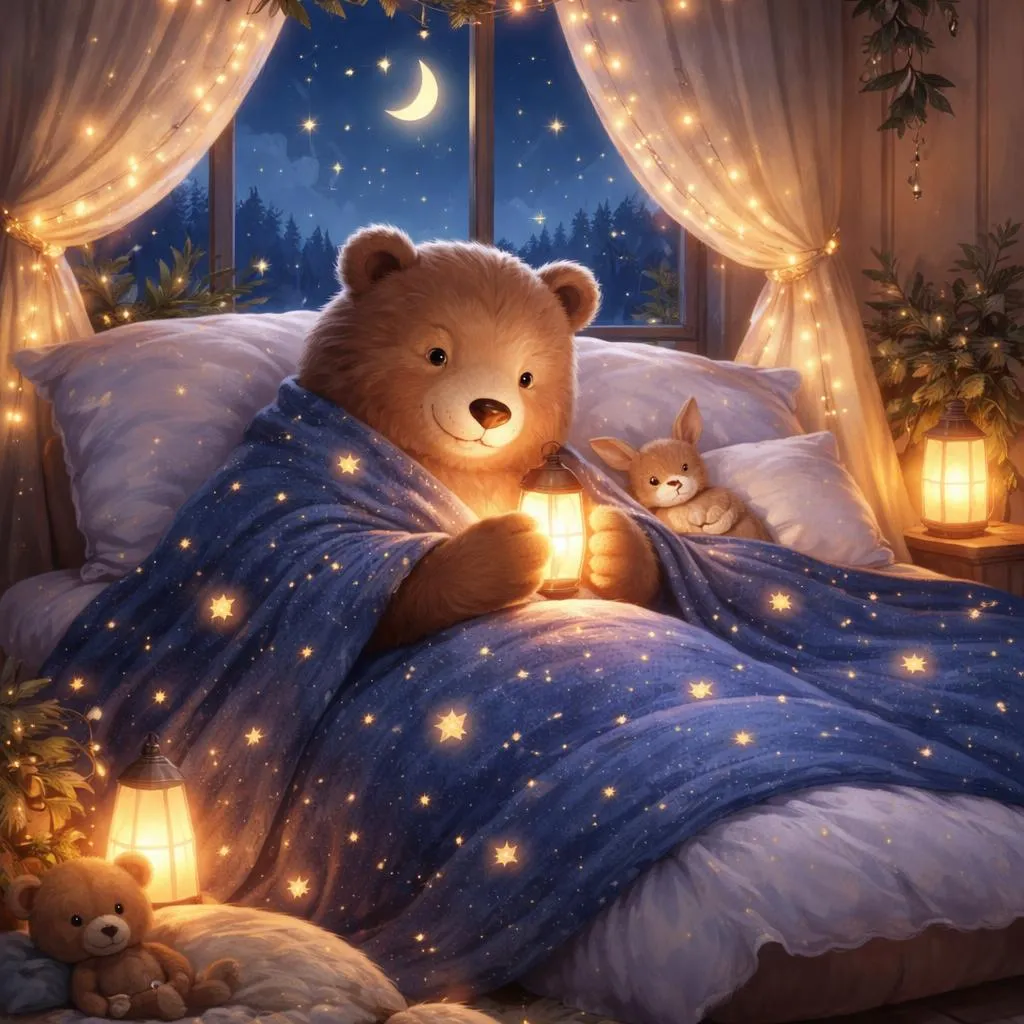 想知道考特尼·考克斯喜欢的睡前故事吗？一个关于温柔的熊和星空毯的舒缓故事